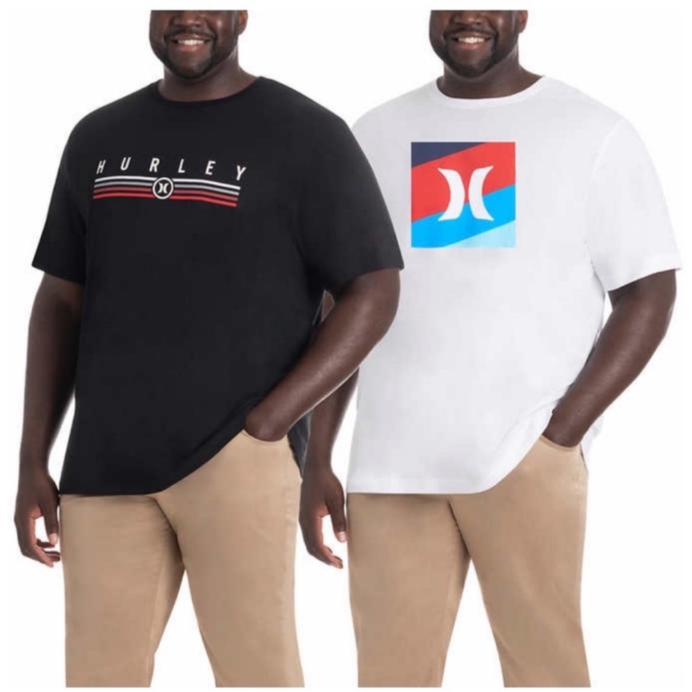 NWT Hurley Men's Graphic Tee, 2-Pack - BLACK/WHITE - size L casual cotton summer